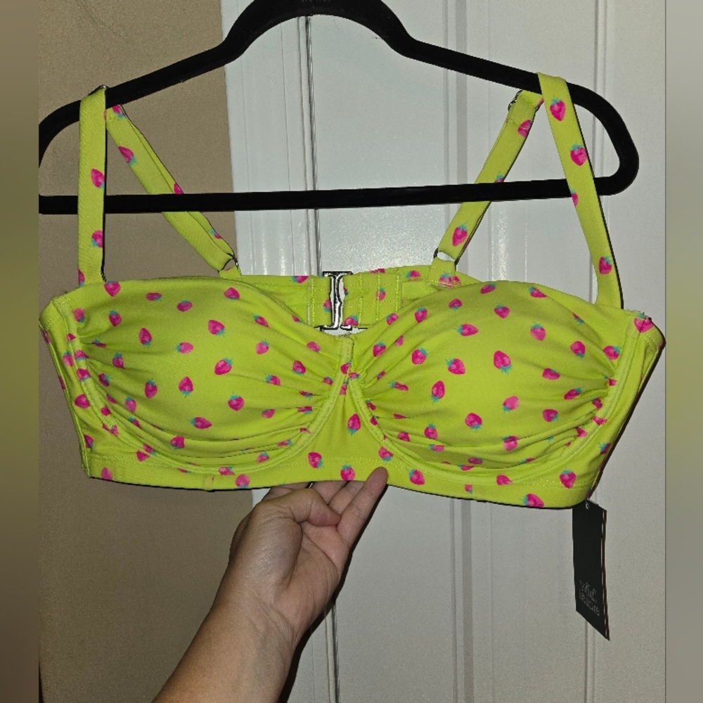 Wild  Fable Neon Yellow Bikini with Strawberry print sz 18 XL NWT